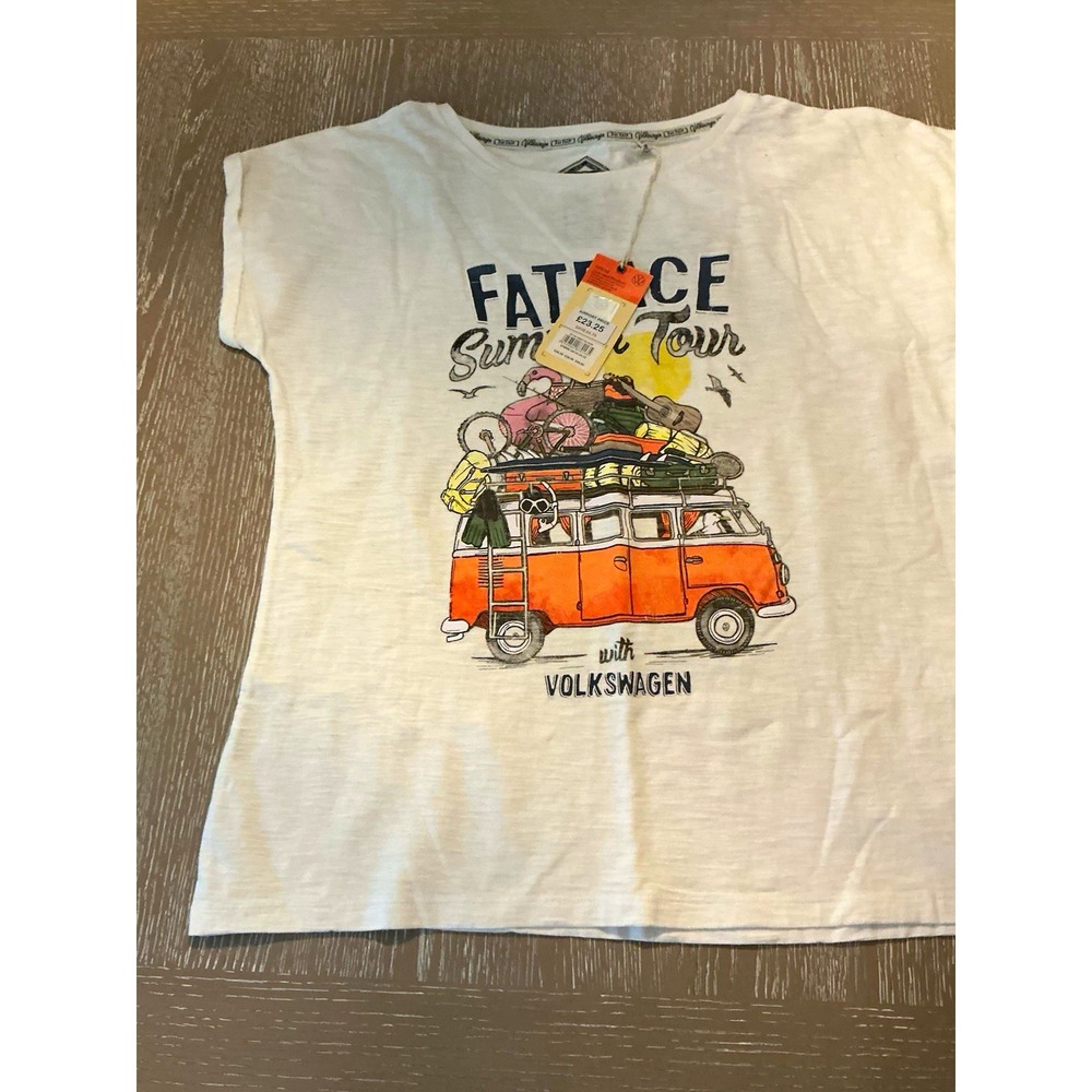 Fat Face Girls 14 White Volkswagen Graphic Print Crew Neck Short Sleeve T-Shirt